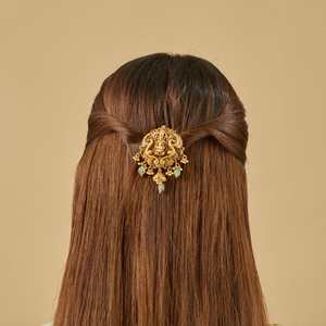 Broche à cheveux en laiton plaqué antique avec strass et cristaux 185157, motif cœur et style charmant, idéale pour mariage, fête ou cadeau - Product Image 2