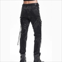 Pantalon cargo en jean ajusté style gothique, sexy, pour boîte de nuit, avec découpes, design fétichiste, punk rock, audacieux, respirant, décontracté