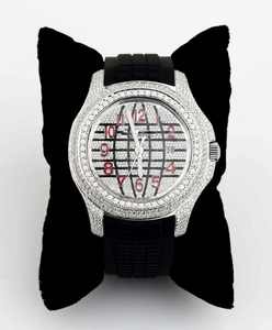 Reloj de Lujo Unisex con Correa de Goma Negra, Movimiento de Cuarzo, Resistente al Agua 10 Bar, con Incrustaciones de Diamantes Moissanite, Venta al Por Mayor de Fábrica - Product Image 1