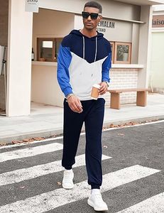 Survêtement en molleton lourd 100% coton bleu personnalisé pour hommes, ensemble de sweat-shirts et de pantalons de survêtement, fabricant de survêtements - Product Image 3