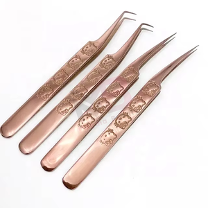 Pinzas Profesionales para Extensión de Pestañas Hello Kitty en Color Oro Rosa, de Acero Inoxidable con Punta Suave, Gran Venta - Product Image 1