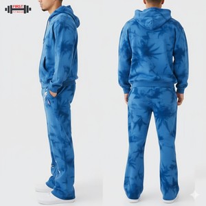 Survêtement à capuche pour hommes 100% coton polaire respirant lavage à l'acide fermeture éclair Logo imprimé solide saison d'hiver football Jogging - Product Image 6