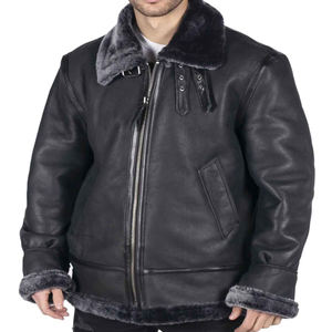 100% véritable peau de mouton fourrure cuir vestes personnalisé respirant grande taille confortable mode peau de mouton fourrure cuir hommes vestes - Product Image 4