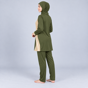 Modest Sportswear Long Sleeve High Cut 3 Piece Burkini Set <b>Hijab</b> Women Quick Dry Customized Logo Modest 3 Piece Burkini Set - Product Image 2