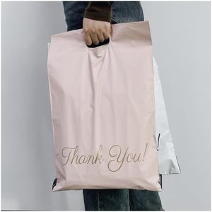 ขอบคุณ ถุงโพลีเมลเลอร์ 32x40 ซม. แบบมีหูหิ้ว ปิดผนึกด้วยกาวในตัว กันน้ำ น้ำหนักเบา ย่อยสลายได้ ทนทาน ลายพิมพ์สีชมพูทอง - Product Image 3