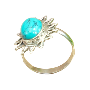 Anillo de Turquesa, Anillo de Plata de Ley 925, Anillo Hecho a Mano con Diseño Único, Anillo de Compromiso, Anillo de Promesa, Joyería de Turquesa, Regalo - Product Image 1