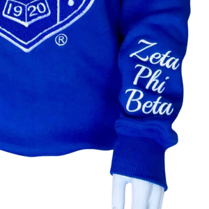 Zeta Shield Chenille Sweatshirt Cotton Fleece Embroidered Greek Sorority Zeta Phi Beta <b>Blue</b> Pullover Crewneck for Women - Product Image 5