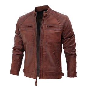 Veste en cuir d'agneau véritable pour hommes High Street veste de moto de style motard noir veste en cuir véritable personnalisée pour hommes - Product Image 5