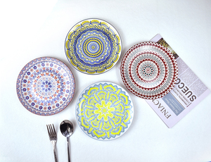 Assiettes de table colorées en porcelaine, assiettes de service de pâtes, steak, salade, dessert, amuse-gueule, déjeuner, bohème, pièces de 10 pouces - Product Image 6