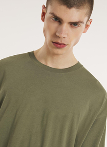 T-shirt uni 100% coton surdimensionné pour hommes, épaules tombantes, Logo personnalisé, Streetwear, mode, coupe ample, col rond, t-shirts de couleur unie vierge - Product Image 3