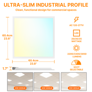Lámpara de <span class=keywords><strong>Panel</strong></span> <span class=keywords><strong>LED</strong></span> Empotrable Regulable de 120-277V, Lista para Enviar, Luz de <span class=keywords><strong>Panel</strong></span> <span class=keywords><strong>LED</strong></span> Retroiluminada, 3 Potencias, 3 Temperaturas de Color, Certificación ETL - Product Image 2