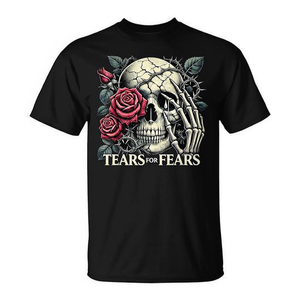 T-shirt estetica Tears for Fears Gothic Skull and Roses, abbigliamento promozionale scuro - Product Image 2