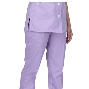 Ensemble de blouses chirurgicales pour femmes de couleur violette |   Uniforme d'infirmière et de médecin à manches courtes en coton polyester |   Tenues médicales d'hôpital confortables - Product Image 6