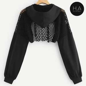 เสื้อฮู้ดผ้าฝ้ายแบบสั้นสำหรับผู้หญิงเสื้อครอปไซส์ใหญ่พิเศษออกแบบโลโก้ได้ตามต้องการ - Product Image 3