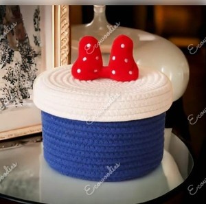 Panier de rangement en corde de coton tressé à la main, écologique et durable, pour vêtements d'enfants, organisateur de vêtements de bébé, rangement de chaussures de salon, motif dessin animé - Product Image 2