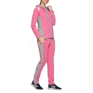 ชุดวอร์มผ้าฝ้ายสีพื้นสำหรับผู้หญิงคอตั้งเสื้อผ้าขนแกะแบบ100% สองชิ้นสำหรับฤดูหนาว - Product Image 3