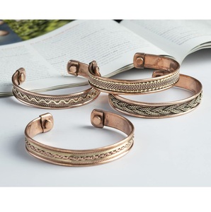 Venta caliente Pulsera de cobre puro de moda Conjunto de pulsera de cobre magnético de artritis ancha magnética para hombres y mujeres - Product Image 6