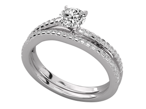 Ensemble de bagues de fiançailles et de mariage en or massif 14 carats avec diamant de laboratoire certifié IGI, bande éternelle classique, bijoux fins pour femmes - Product Image 5