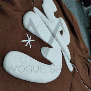 3d Puff Print Hoodie Heavyweight Oversized Best Quality 100% Cotton Fleece Custom Full Zip Hoodies Puff Printing Zip Up Hoodie - Product Image 4