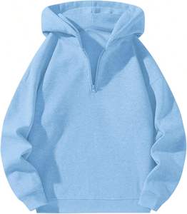 Sweat à capuche à fermeture éclair 100% coton pour hommes Sweat à capuche zippé à manches longues Pull décontracté à épaules tombantes - Product Image 1