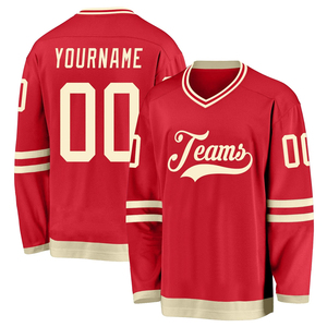 Maillot de Hockey sur glace à col en V pour homme, broderie personnalisée, 100% Polyester, entraînement, bas prix, vente d'usine - Product Image 1