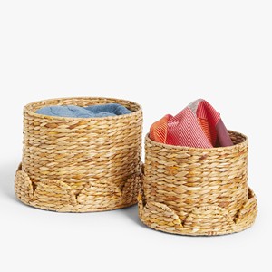 Boîtes de rangement élégantes en jacinthe d'eau avec couvercle | Boîte de rangement ronde écologique pour salon chambre salle de bain cuisine - Product Image 3