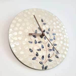Best Selling <b>Wall</b> Hanging <b>Clock</b> Handmade Natural Wicker Rattan <b>Clocks</b> With <b>Unique</b> Beautiful Mother of Pearl - Product Image 5