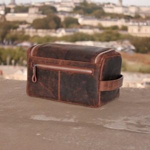 Wholesale Artha TL11 Unisex PU Leather Travel Cosmetic Bag Large Capacity Stone Pattern Zipper Closure Fashion Design - Product Image 2