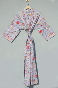 Robe Kimono Vintage Luxe Floral Rose Style Coréen Golden Blossom Lounge Wrap Orient Bloom Robe Kimono Coucher de Soleil Jardin Soie Wrap - Product Image 4