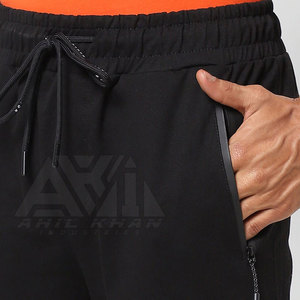 Pantalones Deportivos Negros para Hombre, Corte Ajustado, con Bolsillos con Cremallera, para Entrenamiento, con Logotipo Personalizado, Venta al Por Mayor OEM - Product Image 5