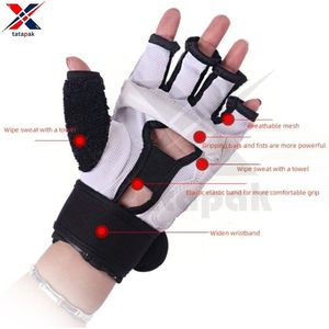 ถุงมือ MMA สำหรับผู้ใหญ่ใช้ได้ทั้งชายและหญิง, ถุงมือชกมวยแบบครึ่งนิ้วทำจากหนังไมโครไฟเบอร์ใช้กลางแจ้งน้ำหนักเบา - Product Image 6