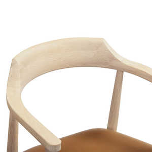 Chaise de salle à manger en rotin moderne avec accoudoirs incurvés en teck massif, chaise de style scandinave nordique pour restaurant, café, hôtel - Product Image 5