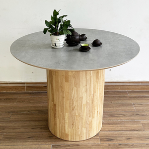 Table à manger ronde en contreplaqué avec pieds en bois de caoutchouc 1m BA68132 - Product Image 2