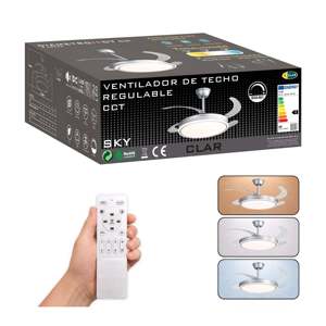 Ventilador de Techo LED con CCT Ajustable de 107 cm con Acabado en Níquel - Product Image 1