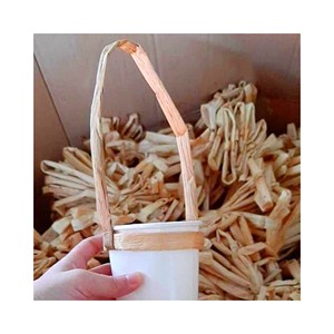 Portavasos de bambú hecho a mano Natural/estilo de flor de Jacinto técnica pintada soporte para bebidas de café para llevar Mango De Correa - Product Image 4