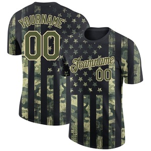 Directo Engro ropa deportiva venta al por mayor personalizado camuflaje Oliva 3D bandera americana rendimiento de moda saludo al servicio camiseta - Product Image 1