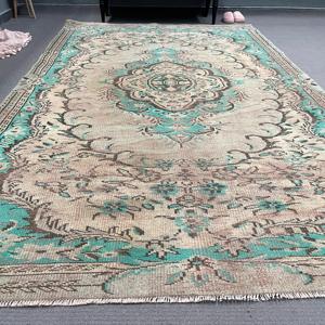 Alfombra de 6.1x10 pies, Alfombra Turca Vintage Grande, Alfombra de Lana Azul - Product Image 2