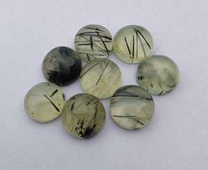 100% Natural Premium Exportación Calidad Prehnita Rutilo Cabujón Verde Facetado Parte posterior plana Gemas calibradas Piedra alta Piedras preciosas sueltas - Product Image 4