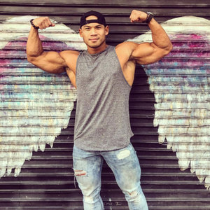 Camiseta sin mangas para hombre, camiseta de secado rápido de algodón/fibra de bambú, camiseta de gimnasio, diseño de punto transpirable, estampado de estilo muscular para - Product Image 1