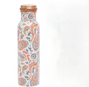 Bouteille d'eau en cuivre pur Meenakari, anti-fuite, bouteilles Meenakari 950 ml, cuivre pur, design artistique traditionnel, bouteille de bien-être quotidien - Product Image 1