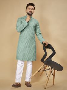 Ensemble Kurta Pyjama pour homme en tissu rayonne de qualité supérieure, vêtements ethniques, sur mesure disponible, livraison rapide par l'exportateur - Product Image 2