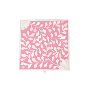 Caja de almacenamiento de madera rectangular azul personalizada hecha a mano con incrustaciones de hueso y Diamante MOP perfecta para anillos, pulseras y collares - Product Image 4