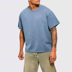 T-shirts en jersey 100% coton de haute qualité, coupe ample et oversize pour hommes, avec logo personnalisé imprimé, motif uni, sérigraphie, 240GSM - Product Image 2