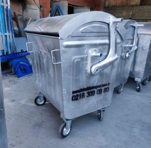 Couvercle de dôme de conteneur de déchets métalliques de 1100 litres Conteneur galvanisé - Product Image 1