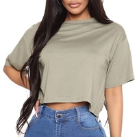 Kaos Crop Top Wanita Vintage Kasual 100% Katun Regular Fit Off Shoulder dengan Detail Kancing Musim Semi/Panas Polos Putih