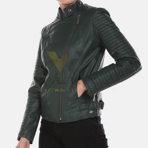 Chaqueta de Cuero para Mujer de Nuevo Diseño, Chaqueta de Cuero para Mujer de Color Sólido, Chaqueta de Cuero para Mujer con MOQ Bajo - Product Image 2