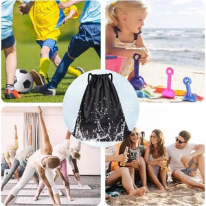 Sac à dos à cordon personnalisé avec logo, en polyester 210D, multicolores, imperméable, sac de sport, sac de gym, doublure en nylon, doux, lavable, rangement pour chaussures - Product Image 6