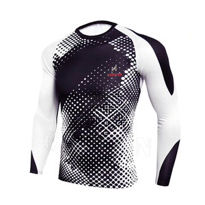 Meilleures ventes de vêtements de sport élégants pour hommes, protection contre les éruptions cutanées, longue compression, tissu de course à pied avec patchs personnalisés pour MMA - Product Image 1