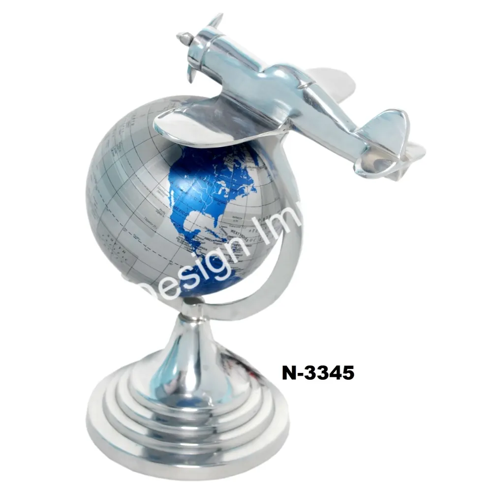 Alüminyum uçak küre standı en iyi iş hediye süper trend zarif uçak modeli masa nesne küre standı uçak