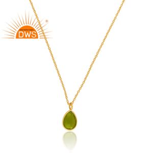 Collar con colgante de piedras preciosas de cuarzo peridoto doblete chapado en oro de 18 quilates de plata de ley superventas fabricante de joyería fina Demi - Product Image 2